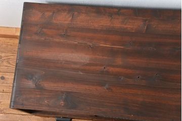 アンティーク家具　アンティーク　銀モールガラスの脚付きローボード(収納棚、TVボード)