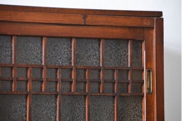 レトロ家具　アンティーク レトロなデザインの作業台付き二段重ね食器棚(カップボード、収納棚)