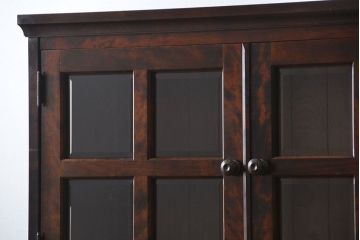 中古　北海道民芸家具　二段重ね食器棚(定価約35万円)(キッチンキャビネット、カップボード)