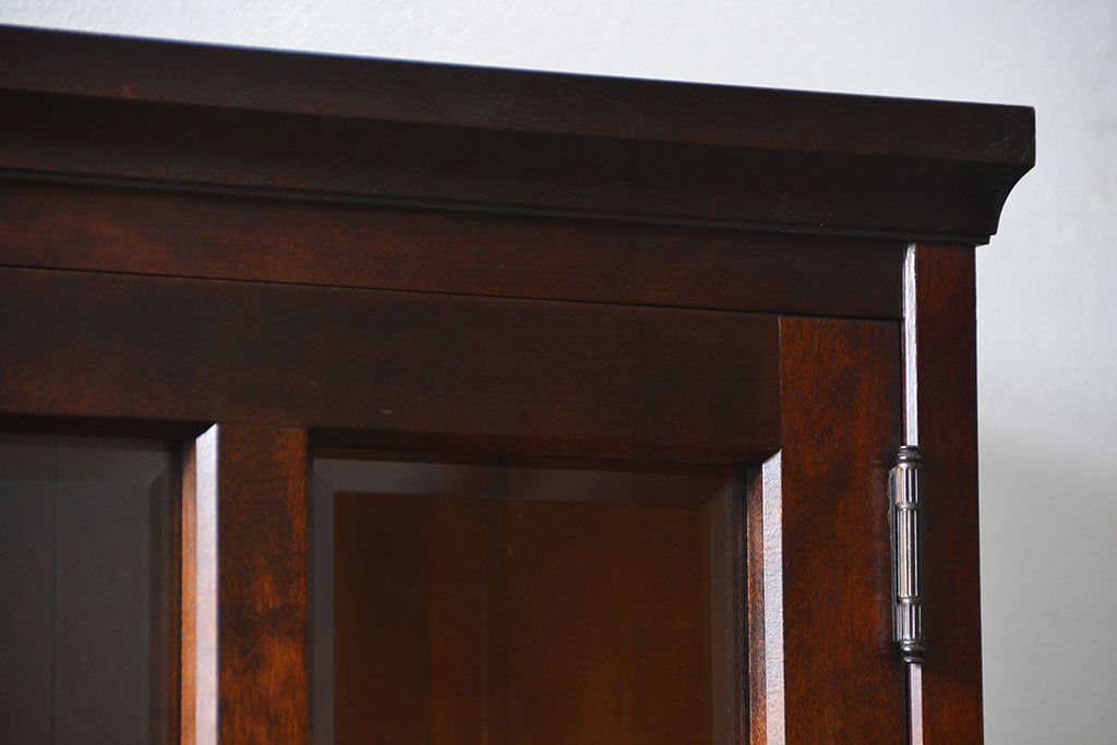 中古　北海道民芸家具　二段重ね食器棚(定価約35万円)(キッチンキャビネット、カップボード)