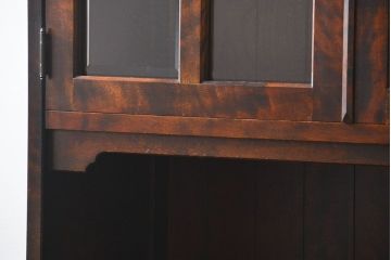 中古　北海道民芸家具　二段重ね食器棚(定価約35万円)(キッチンキャビネット、カップボード)