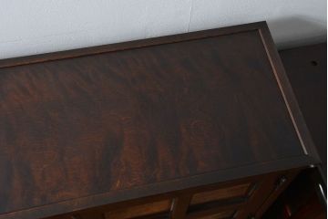 中古　北海道民芸家具　二段重ね食器棚(定価約35万円)(キッチンキャビネット、カップボード)