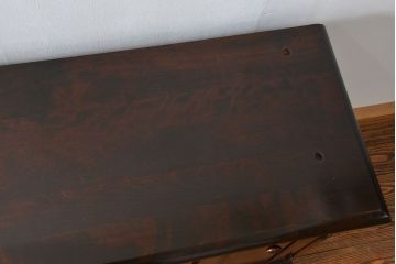 中古　北海道民芸家具　二段重ね食器棚(定価約35万円)(キッチンキャビネット、カップボード)