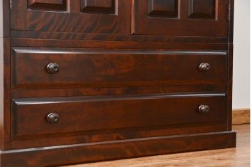 中古　北海道民芸家具　2段重ねワードローブ(洋服タンス、洋服箪笥)