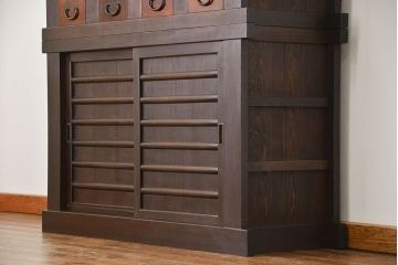 アンティーク家具　古民具・骨董 二段重ね四尺水屋箪笥(食器棚、収納棚)