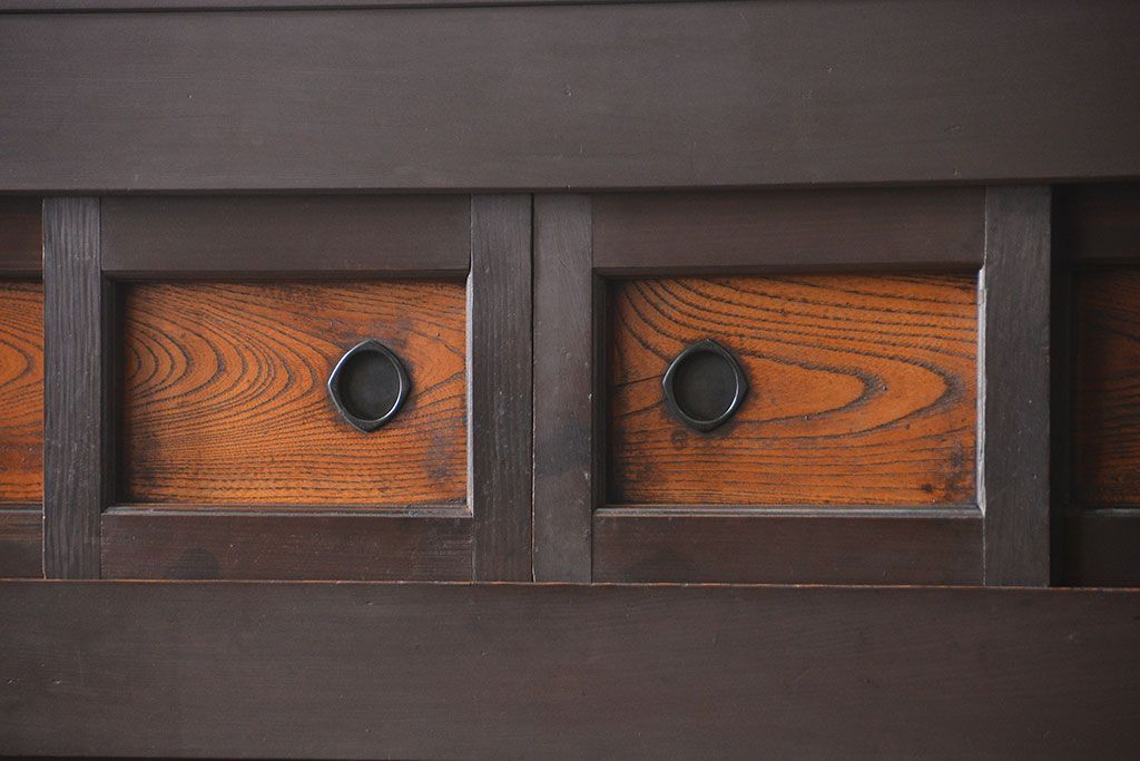 アンティーク家具　古民具・骨董 二段重ね四尺水屋箪笥(食器棚、収納棚)