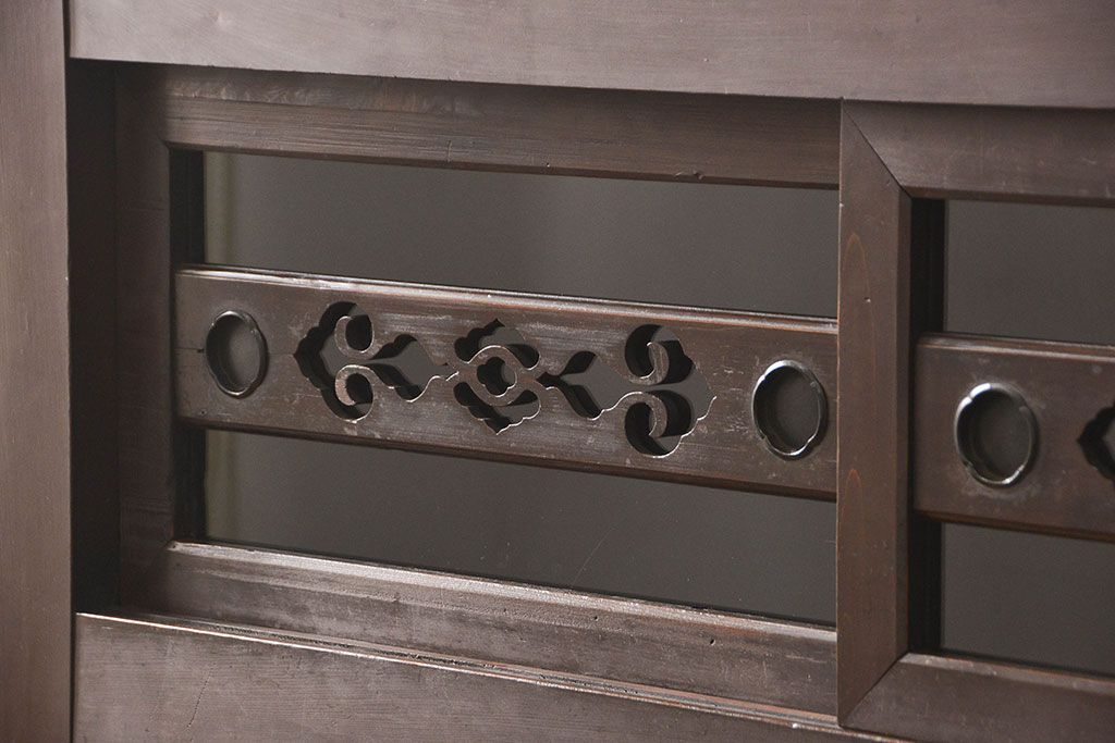 アンティーク家具　古民具・骨董 二段重ね四尺水屋箪笥(食器棚、収納棚)