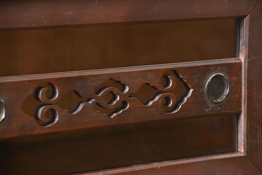 アンティーク家具　古民具・骨董 二段重ね四尺水屋箪笥(食器棚、収納棚)