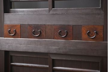 アンティーク家具　古民具・骨董 二段重ね四尺水屋箪笥(食器棚、収納棚)