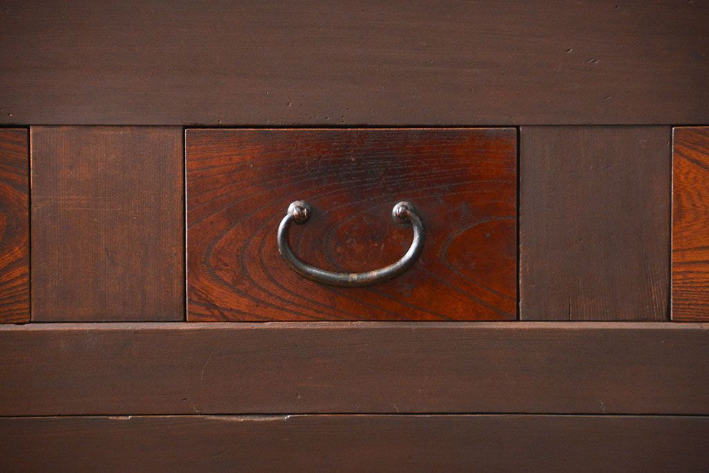 アンティーク家具　古民具・骨董 二段重ね四尺水屋箪笥(食器棚、収納棚)