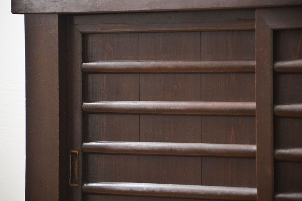 アンティーク家具　古民具・骨董 二段重ね四尺水屋箪笥(食器棚、収納棚)