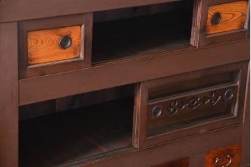 アンティーク家具　古民具・骨董 二段重ね四尺水屋箪笥(食器棚、収納棚)