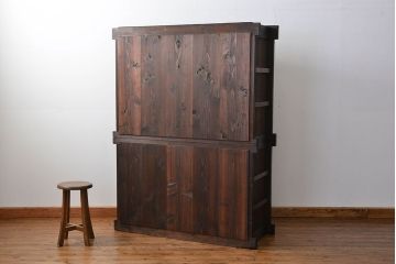 アンティーク家具　古民具・骨董 二段重ね四尺水屋箪笥(食器棚、収納棚)