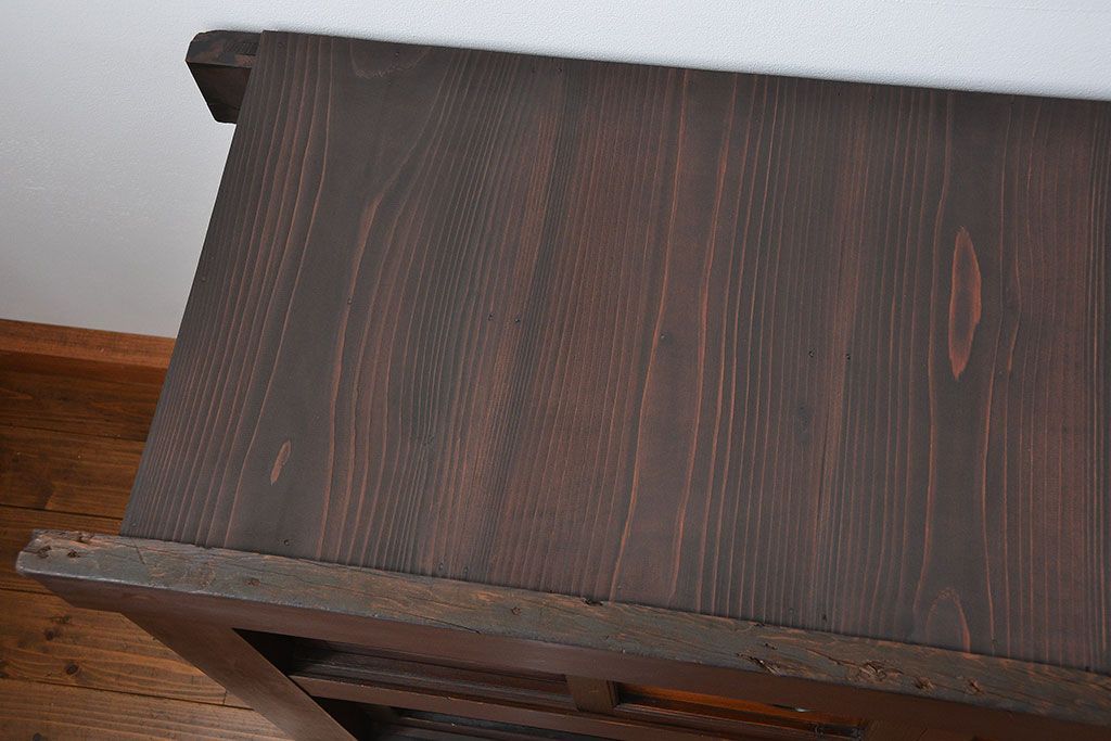 アンティーク家具　古民具・骨董 二段重ね四尺水屋箪笥(食器棚、収納棚)