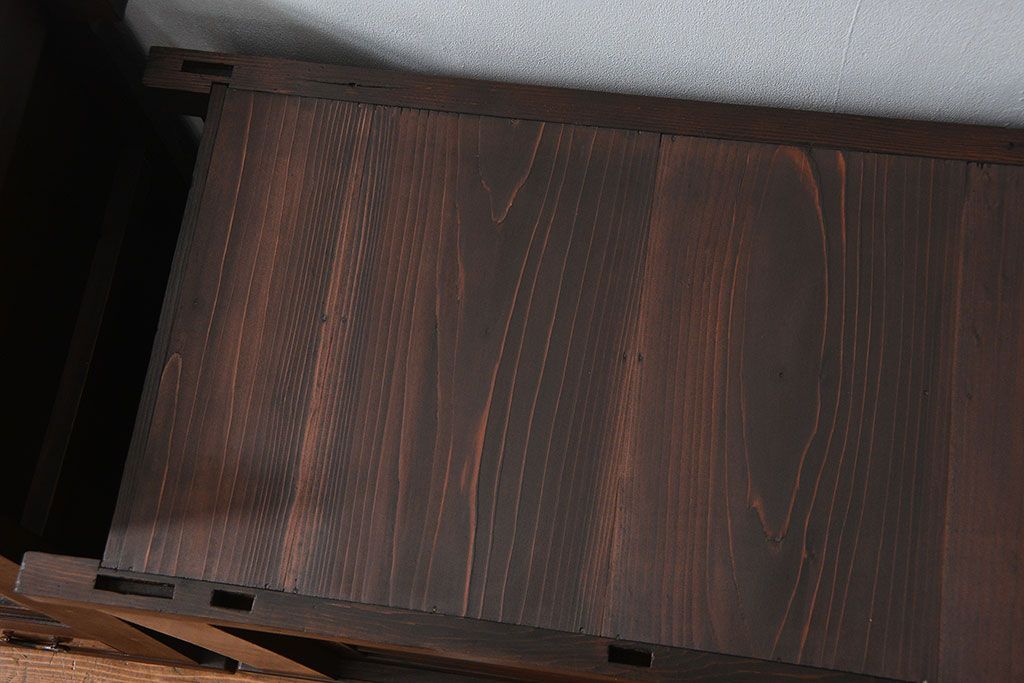 アンティーク家具　古民具・骨董 二段重ね四尺水屋箪笥(食器棚、収納棚)