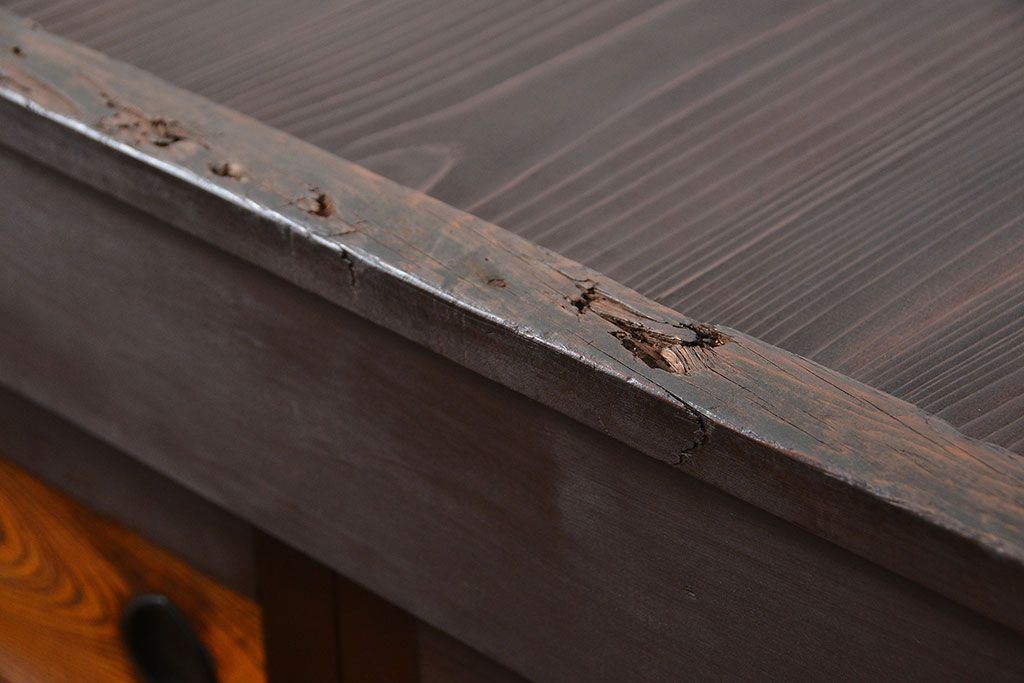 アンティーク家具　古民具・骨董 二段重ね四尺水屋箪笥(食器棚、収納棚)