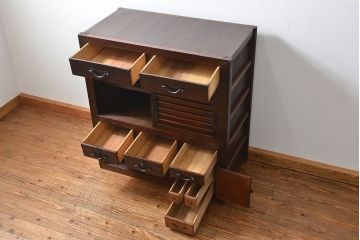 アンティーク家具　古民具・骨董 味わい深い関西帳場箪笥(時代箪笥)