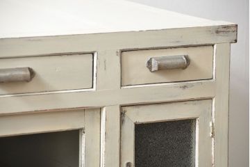 アンティーク家具　アンティークペイント　脚付き収納棚(戸棚、キャビネット、食器棚)