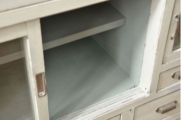 アンティーク家具　アンティークペイント　脚付き収納棚(戸棚、キャビネット、食器棚)