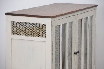 アンティーク家具　アンティークペイント　かわいい脚付きキッチンキャビネット(2)(食器棚、収納棚)