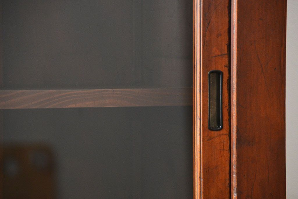 アンティーク家具　古民具・骨董 シンプルな三尺関西収納棚(水屋箪笥、ガラスケース、食器棚)