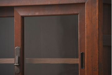アンティーク家具　古民具・骨董 シンプルな三尺関西収納棚(水屋箪笥、ガラスケース、食器棚)