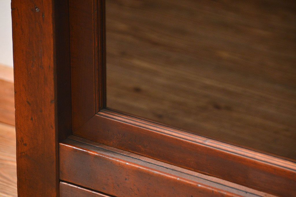 アンティーク家具　古民具・骨董 シンプルな三尺関西収納棚(水屋箪笥、ガラスケース、食器棚)