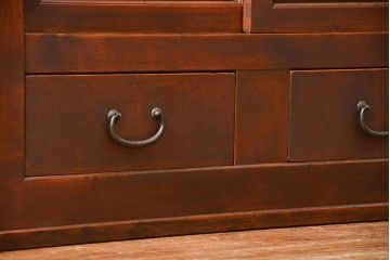 アンティーク家具　古民具・骨董 シンプルな三尺関西収納棚(水屋箪笥、ガラスケース、食器棚)