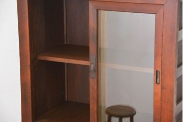 アンティーク家具　古民具・骨董 シンプルな三尺関西収納棚(水屋箪笥、ガラスケース、食器棚)