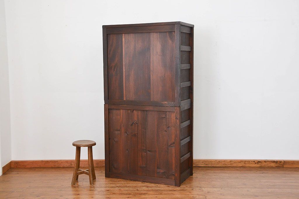 アンティーク家具　古民具・骨董 シンプルな三尺関西収納棚(水屋箪笥、ガラスケース、食器棚)