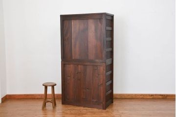 アンティーク家具　古民具・骨董 シンプルな三尺関西収納棚(水屋箪笥、ガラスケース、食器棚)