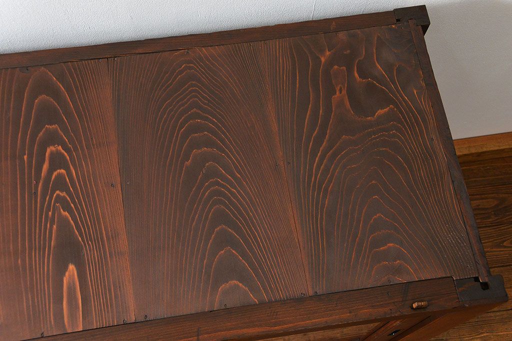 アンティーク家具　古民具・骨董 シンプルな三尺関西収納棚(水屋箪笥、ガラスケース、食器棚)