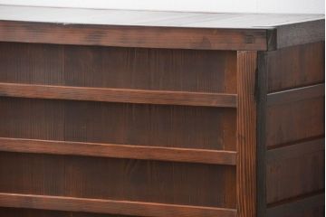 アンティーク家具　古民具・骨董　上手物　分厚い金具　前面欅　三国車箪笥(帳場箪笥)