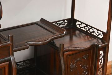アンティーク家具　古民具・骨董 重厚な黒檀飾り棚(唐木、茶棚、時代箪笥)　
