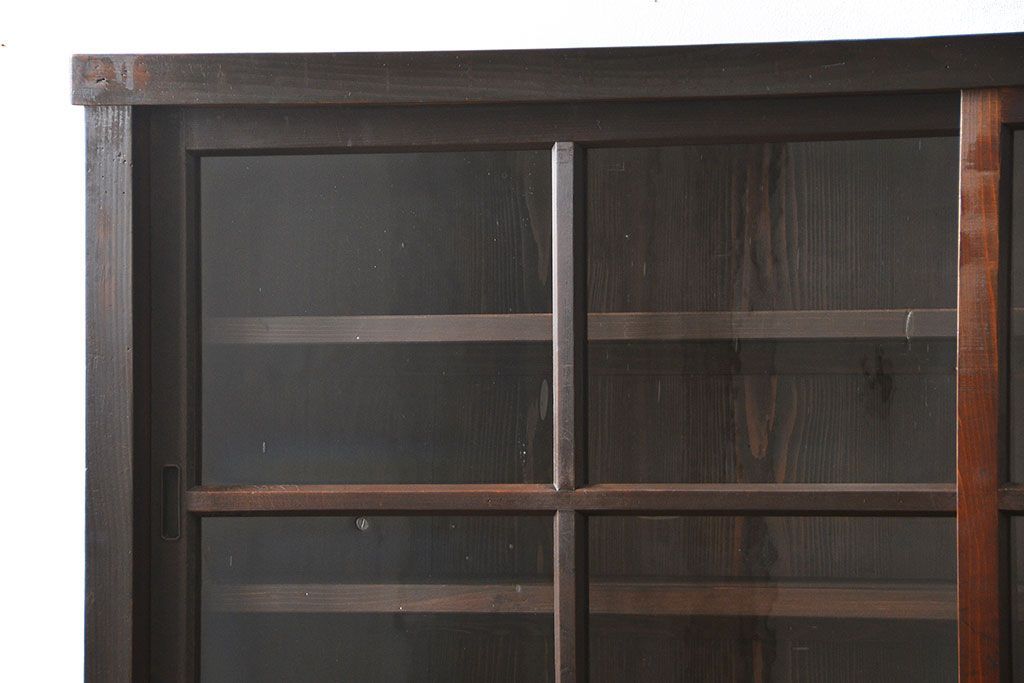 アンティーク家具　古民具・骨董 大きな19杯引き出し収納棚(薬箪笥、チェスト、百味箪笥、ガラスケース)