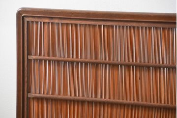 アンティーク 上品な桑材と葦(アシ)の衝立(パーテーション)　