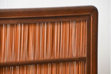 アンティーク 上品な桑材と葦(アシ)の衝立(パーテーション)　