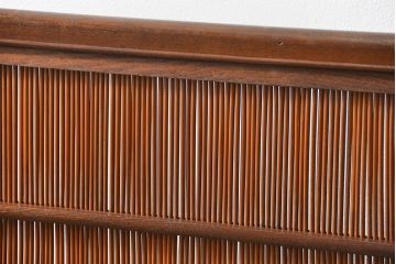 アンティーク 上品な桑材と葦(アシ)の衝立(パーテーション)　
