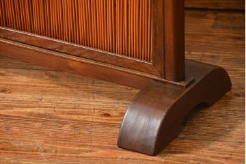 アンティーク 上品な桑材と葦(アシ)の衝立(パーテーション)　