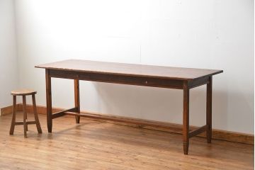 アンティーク家具　アンティーク 両面引き出しの横長テーブル(机、作業台)