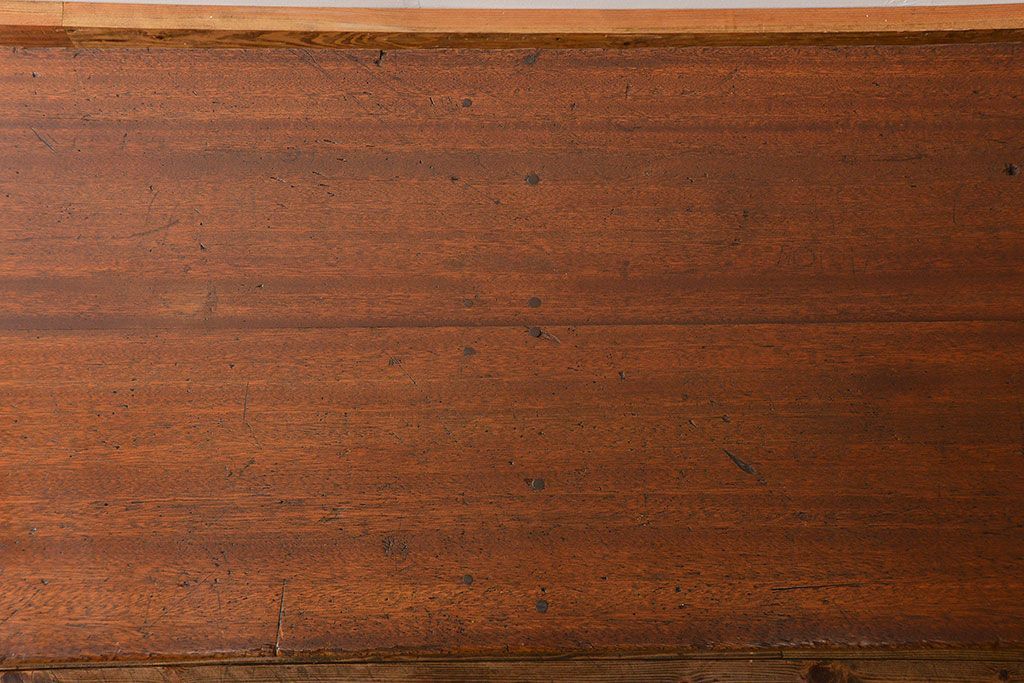 アンティーク家具　アンティーク 両面引き出しの横長テーブル(机、作業台)