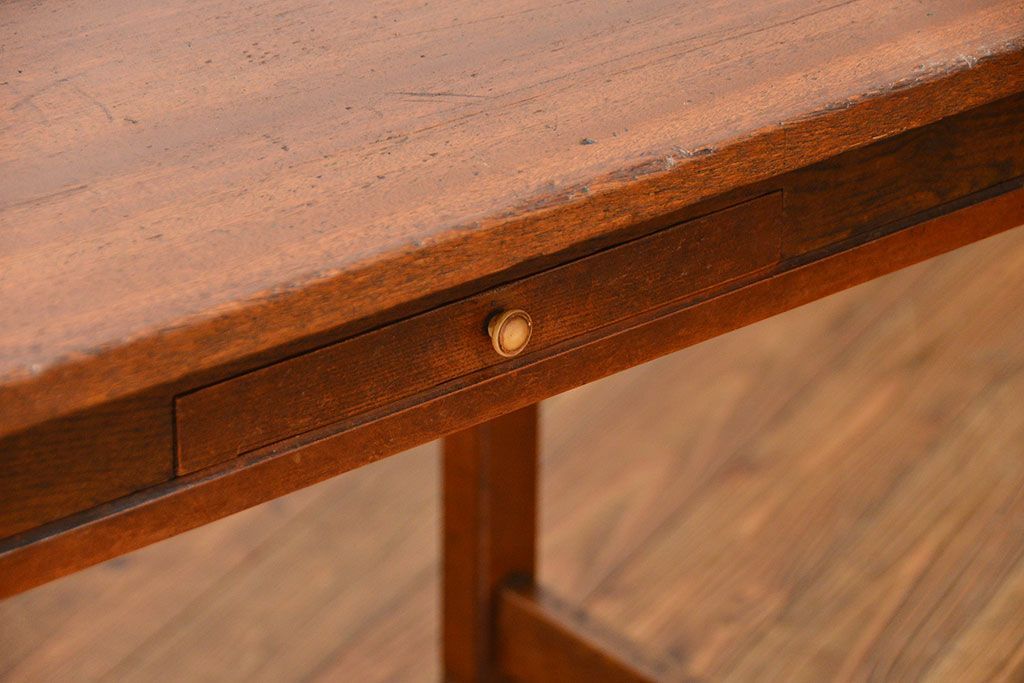 アンティーク家具　アンティーク 両面引き出しの横長テーブル(机、作業台)