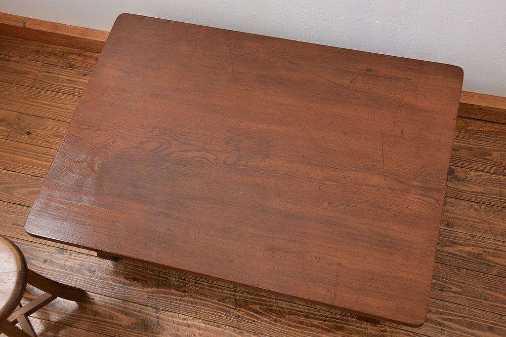 アンティーク家具　古民具・骨董 高級杉材 上品な浮造り仕上げの座卓(和風テーブル、机)　