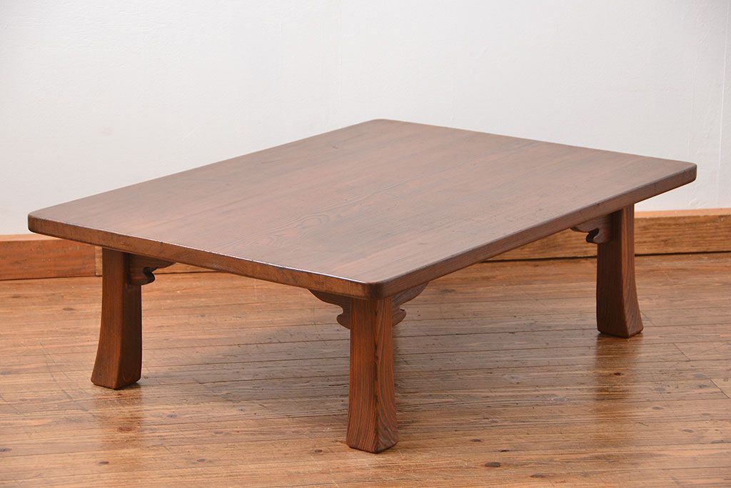 アンティーク家具　古民具・骨董 高級杉材 上品な浮造り仕上げの座卓(和風テーブル、机)　