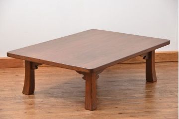 アンティーク家具　古民具・骨董 高級杉材 上品な浮造り仕上げの座卓(和風テーブル、机)　