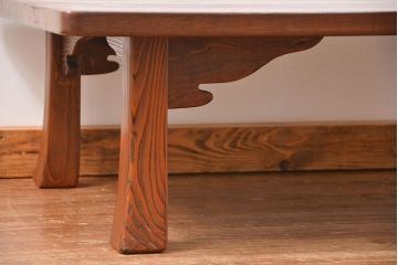 アンティーク家具　古民具・骨董 高級杉材 上品な浮造り仕上げの座卓(和風テーブル、机)　