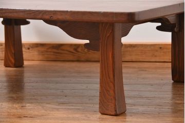 アンティーク家具　古民具・骨董 高級杉材 上品な浮造り仕上げの座卓(和風テーブル、机)　