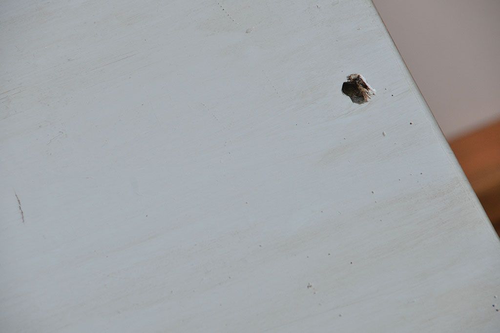 アンティーク家具　アンティークペイント かわいい2杯引き出し平机(1)(テーブル、デスク、在宅ワーク、在宅用)