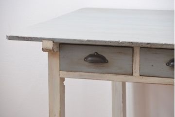 アンティーク家具　アンティークペイント かわいい2杯引き出し平机(1)(テーブル、デスク、在宅ワーク、在宅用)