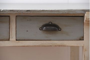 アンティーク家具　アンティークペイント かわいい2杯引き出し平机(1)(テーブル、デスク、在宅ワーク、在宅用)